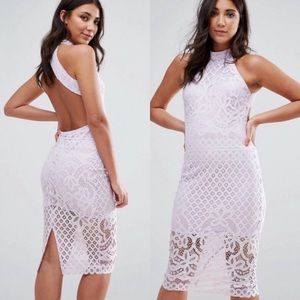 Lace midi dress with open back